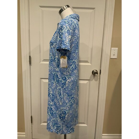 Lilly Pulitzer Sadie Polo Peri Blue Turtley Awesome Dress, Size L - Picture 6 of 11